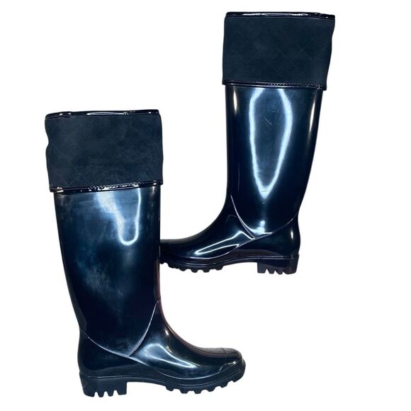Tommy Hilfiger Shiner Rain Boots Womens Size 7 Knee High Black Rubber Boots - Picture 3 of 7